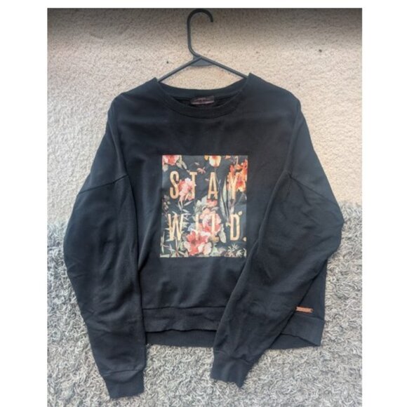 Betsey Johnson. "Stay Wild' black sweatshrit. - Picture 1 of 5